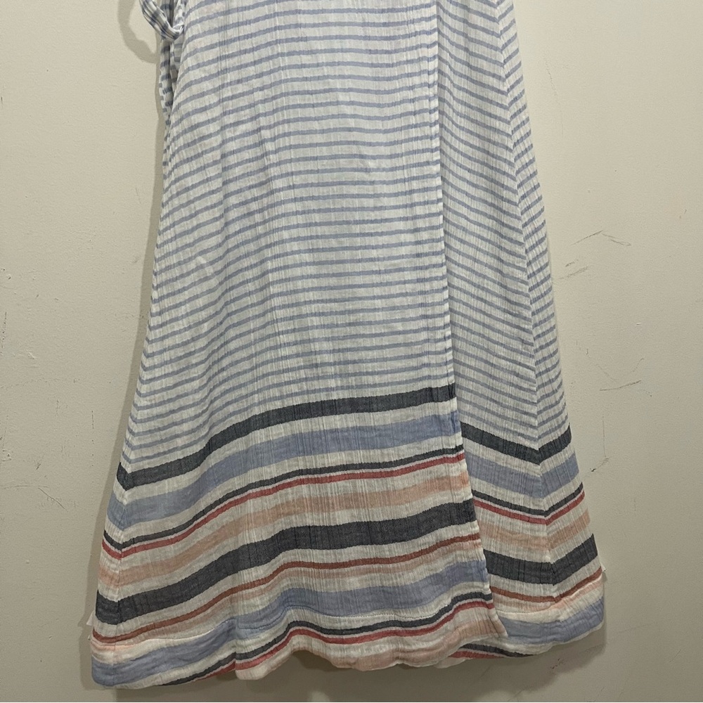 Marine Layer Striped Maxi Dress in White and Light Blue with Pastel Accents - Picture 7 of 16